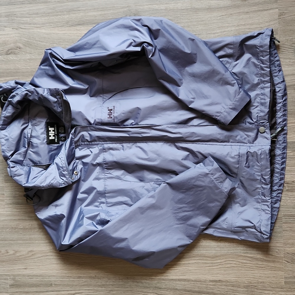 Helly Hansen steel blue waterproof windbreaker, size large perfect condition